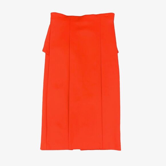 Tracy Reese Skirt Womens 2 Red Orange Pencil Side Zip Peplum Ruffle Kick Pleat - Picture 1 of 14